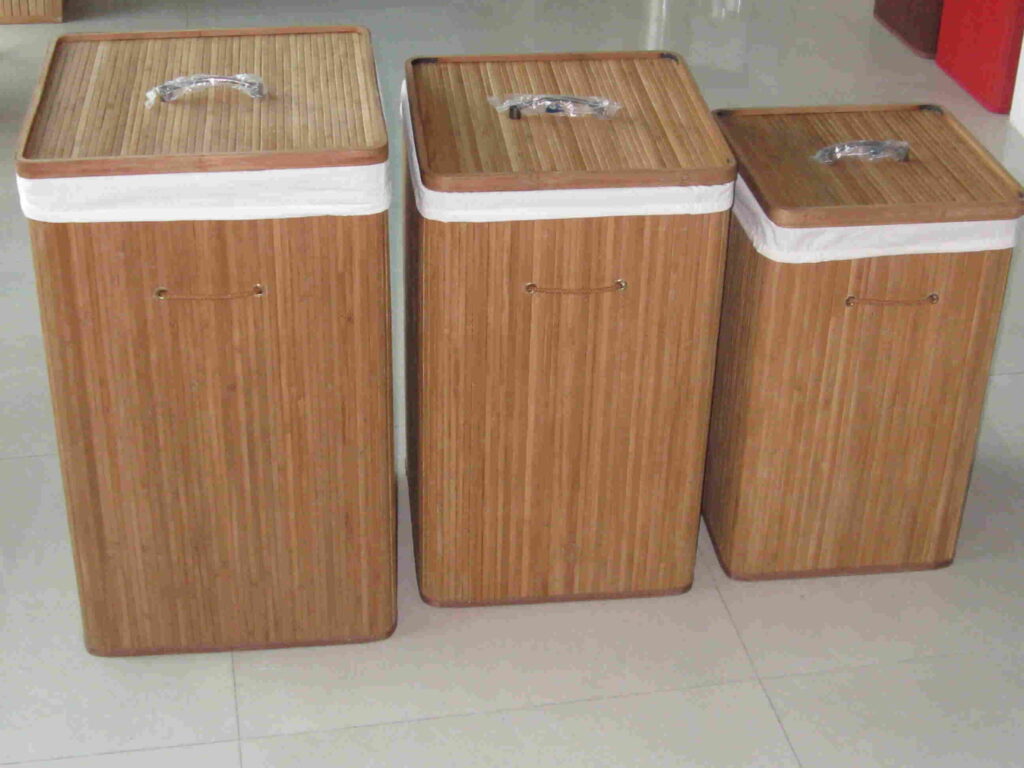 bamboo laundry basket with lid