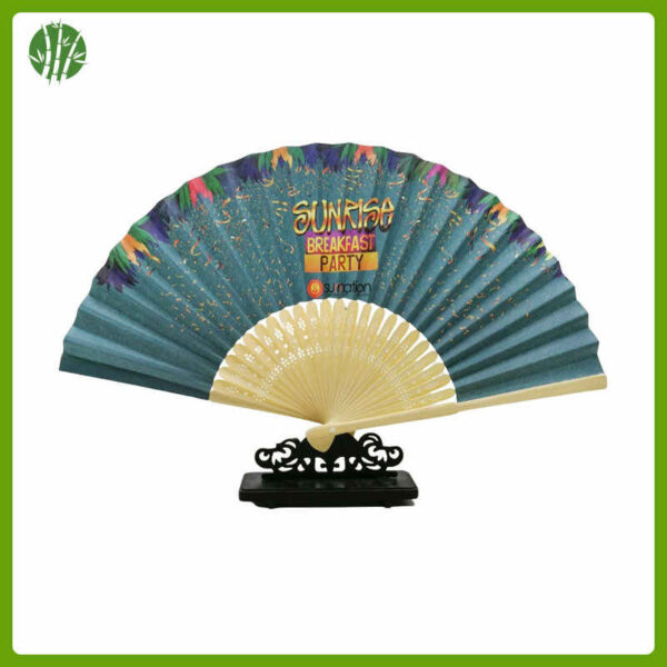 Bamboo hand fan with custom logo - Image 2